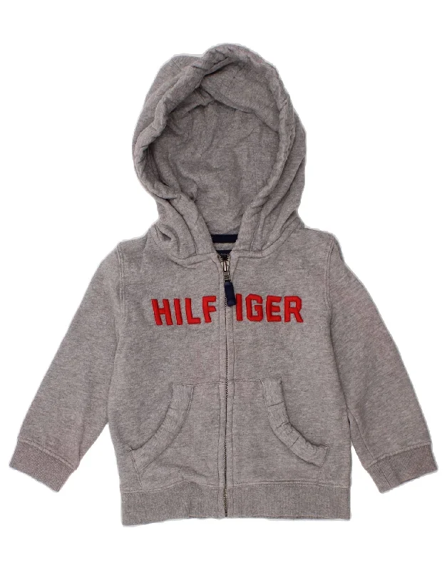 TOMMY HILFIGER Boys Graphic Zip Hoodie Sweater 2-3 Years 2XS Grey Hoodie with Double Zipper Versatile Adjustable TOMMY HILFIGER Boys Graphic Zip Hoodie Sweater 2-3 Years 2XS Grey Hoodie with Double Zipper Versatile Adjustable