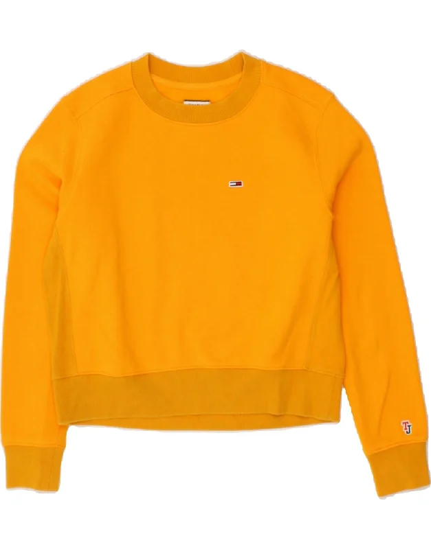 TOMMY HILFIGER Womens Crop Sweatshirt Jumper UK 14 Medium Yellow Cotton Hoodie with Camouflage Military Edgy TOMMY HILFIGER Womens Crop Sweatshirt Jumper UK 14 Medium Yellow Cotton Hoodie with Camouflage Military Edgy