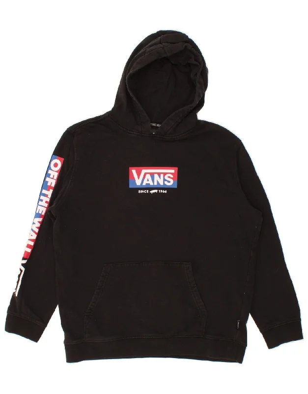 VANS Boys Graphic Hoodie Jumper 15-16 Years XL Black Cotton Hoodie with Slit Hem Functional Movement VANS Boys Graphic Hoodie Jumper 15-16 Years XL Black Cotton Hoodie with Slit Hem Functional Movement