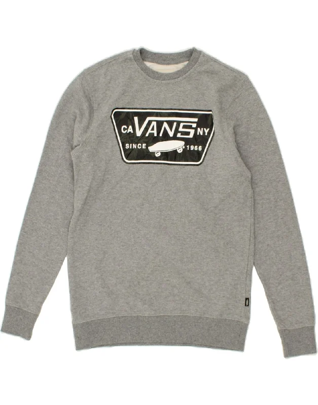 VANS Mens Graphic Sweatshirt Jumper XS Grey Cotton Hoodie with Pocket Utility Practical VANS Mens Graphic Sweatshirt Jumper XS Grey Cotton Hoodie with Pocket Utility Practical