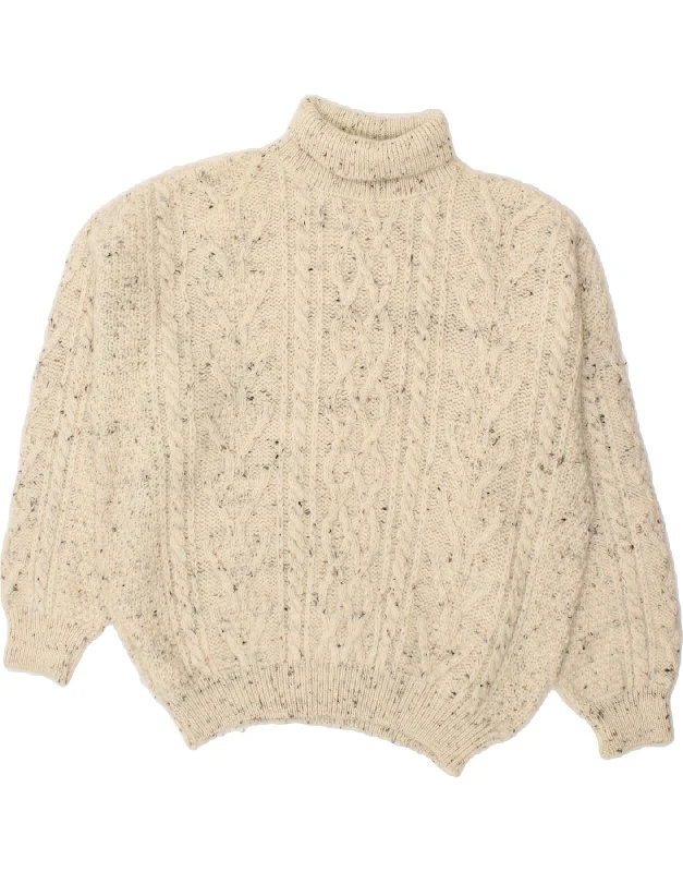 ACORN Womens Oversized Roll Neck Jumper Sweater UK 16 Large Beige Flecked Transparent Opaque Sheer ACORN Womens Oversized Roll Neck Jumper Sweater UK 16 Large Beige Flecked Transparent Opaque Sheer