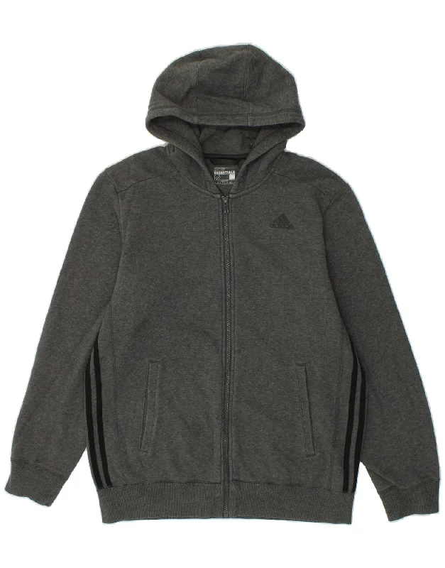 ADIDAS Mens Zip Hoodie Sweater Medium Grey Cotton Hooded Caped Shawl Collar