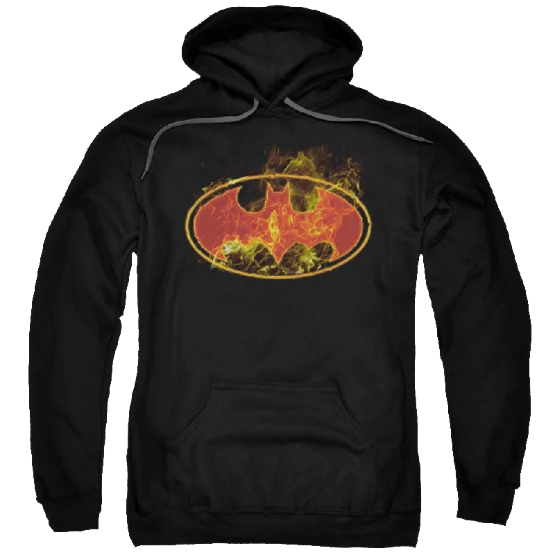 Batman Flames Logo - Pullover Hoodie Ruffle Sleeve Feminine