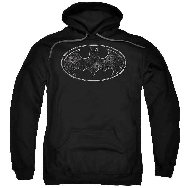 Batman Glass Hole Logo - Pullover Hoodie One Shoulder Top