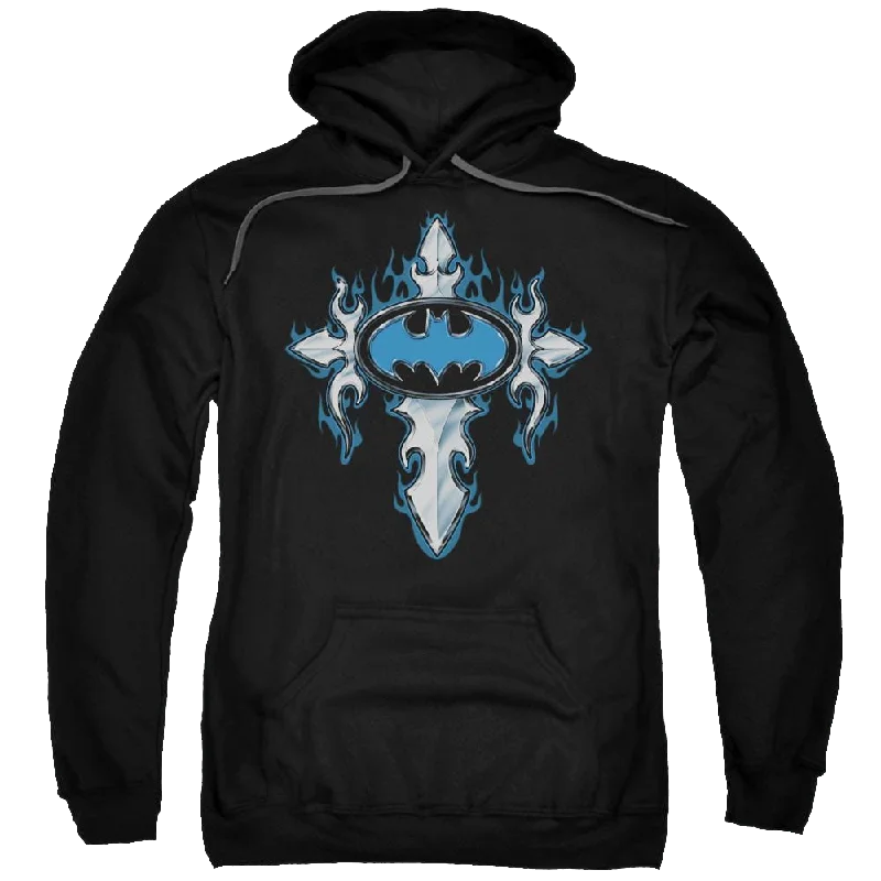 Batman Gothic Steel Logo - Pullover Hoodie Box Sleeve Comfort