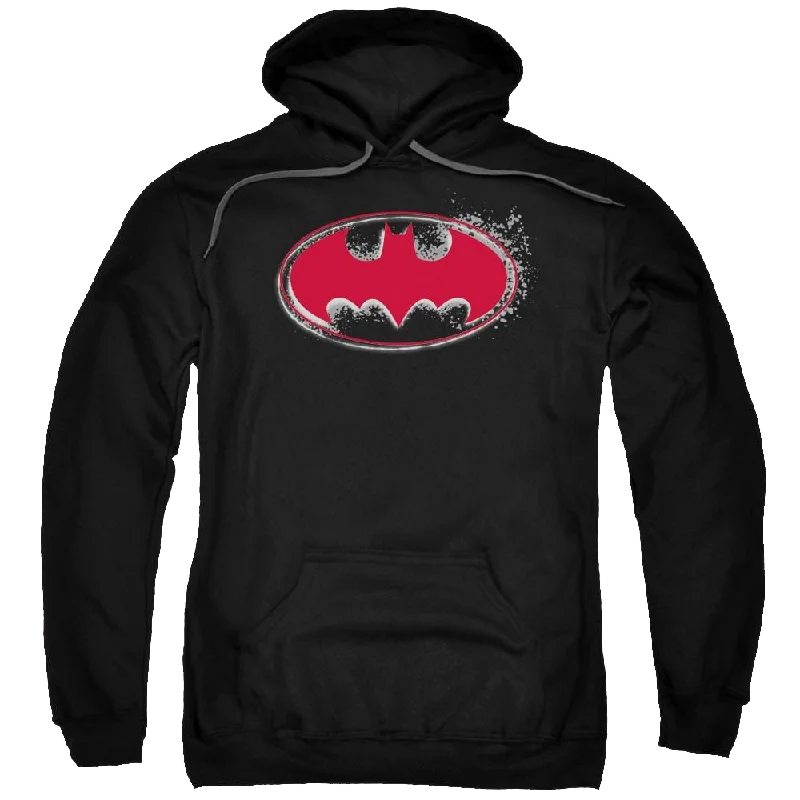 Batman Hardcore Noir Bat Logo - Pullover Hoodie Faux Fur Trim