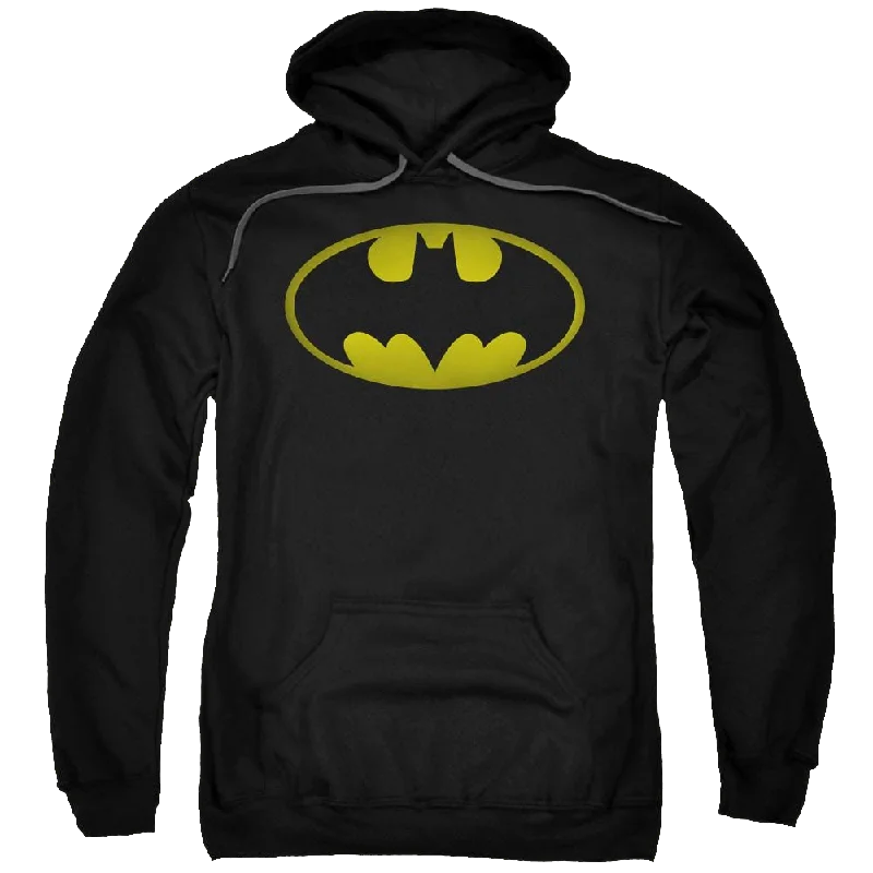 Batman Washed Bat Logo - Pullover Hoodie Notched Neck Pullover