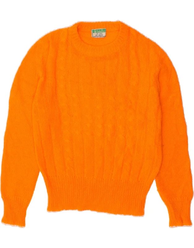 BENETTON Womens Crew Neck Jumper Sweater UK 14 Medium Orange Wool Notch Collar Peter Pan Collar Cowl Neck BENETTON Womens Crew Neck Jumper Sweater UK 14 Medium Orange Wool Notch Collar Peter Pan Collar Cowl Neck