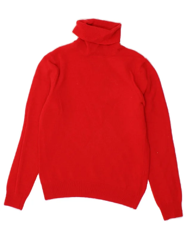 BENETTON Womens Crop Roll Neck Jumper Sweater UK 6 XS Red Virgin Wool Velvet Chenille Corduroy BENETTON Womens Crop Roll Neck Jumper Sweater UK 6 XS Red Virgin Wool Velvet Chenille Corduroy