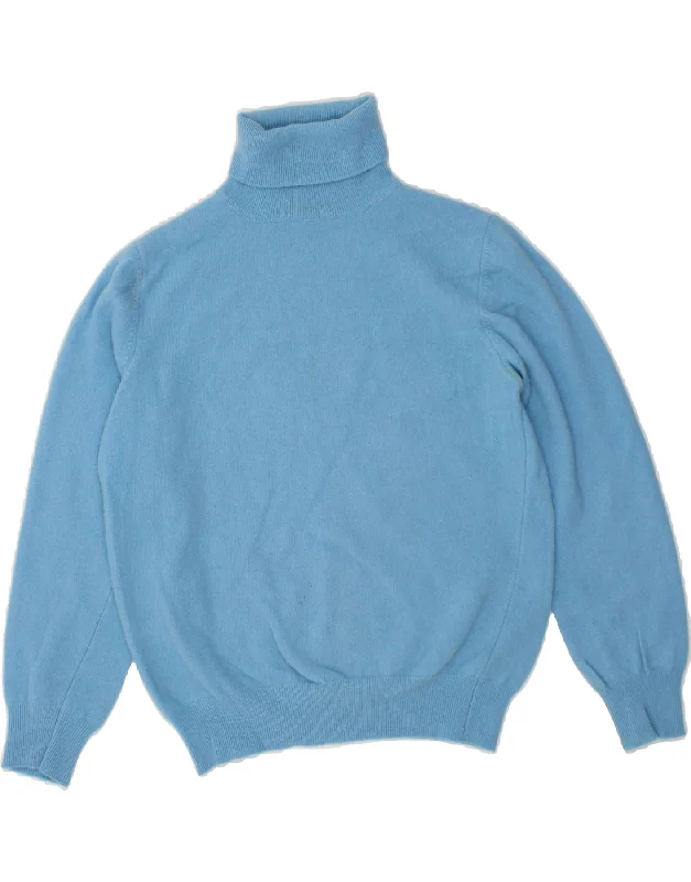 BENETTON Womens Roll Neck Jumper Sweater UK 10 Small Blue Wool Welt Pockets Slit Pockets Flap Pockets BENETTON Womens Roll Neck Jumper Sweater UK 10 Small Blue Wool Welt Pockets Slit Pockets Flap Pockets