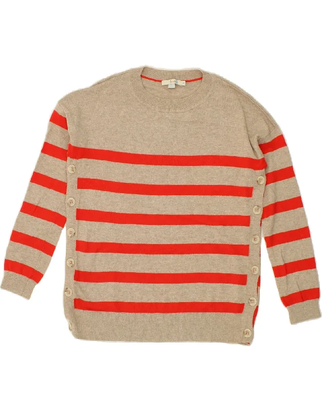 BODEN Womens Boat Neck Jumper Sweater UK 10 Small Beige Striped Viscose Sequined Glittery Shiny BODEN Womens Boat Neck Jumper Sweater UK 10 Small Beige Striped Viscose Sequined Glittery Shiny