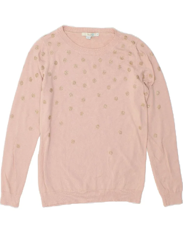 BODEN Womens Boat Neck Jumper Sweater UK 10 Small Pink Polka Dot Cotton Print Jacquard Patchwork BODEN Womens Boat Neck Jumper Sweater UK 10 Small Pink Polka Dot Cotton Print Jacquard Patchwork