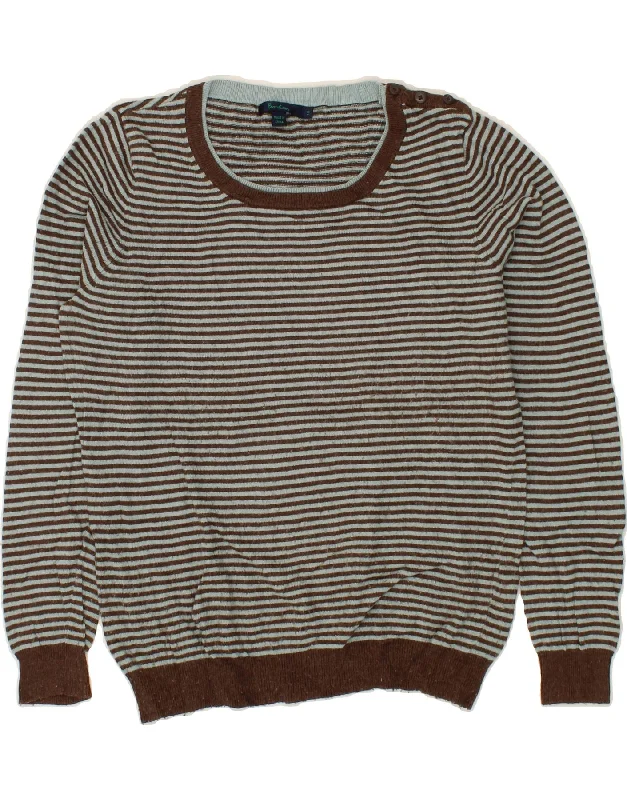 BODEN Womens Boat Neck Jumper Sweater UK 16 Large Brown Striped Cotton Toggled Drawstring Belted BODEN Womens Boat Neck Jumper Sweater UK 16 Large Brown Striped Cotton Toggled Drawstring Belted