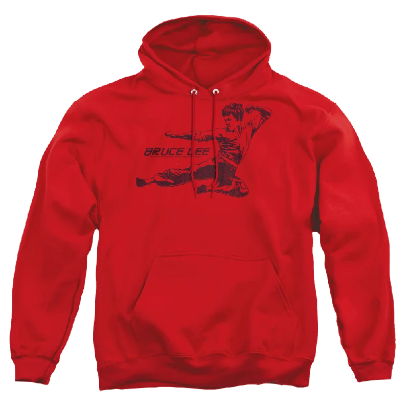 Bruce Lee Line Kick - Pullover Hoodie Polo Neck Sweater