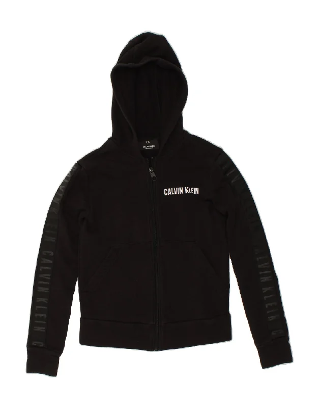 CALVIN KLEIN Womens Graphic Zip Hoodie Sweater UK 6 XS Black Cotton Iron Safe Non-Iron Wrinkle Free CALVIN KLEIN Womens Graphic Zip Hoodie Sweater UK 6 XS Black Cotton Iron Safe Non-Iron Wrinkle Free