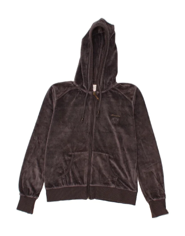 CHAMPION Womens Zip Hoodie Sweater UK 16 Large Grey Cotton Iron Safe Non-Iron Wrinkle Free