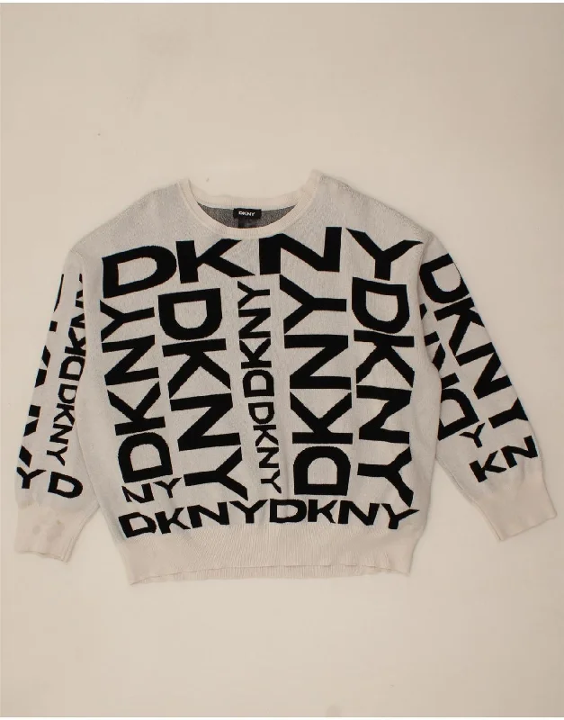 DKNY Womens Oversized Graphic Crew Neck Jumper Sweater UK 18 XL White Lace Blend Ribbed Blend Corduroy Blend DKNY Womens Oversized Graphic Crew Neck Jumper Sweater UK 18 XL White Lace Blend Ribbed Blend Corduroy Blend