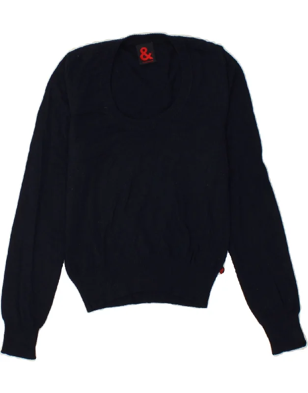 DOLCE & GABBANA Womens Boat Neck Jumper Sweater IT 42 Medium Navy Blue Sequined Glittery Shiny DOLCE & GABBANA Womens Boat Neck Jumper Sweater IT 42 Medium Navy Blue Sequined Glittery Shiny