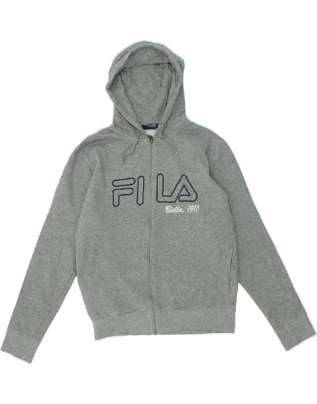 FILA Womens Oversized Graphic Zip Hoodie Sweater UK 10 Small Grey Cotton Glossy Satin Silk FILA Womens Oversized Graphic Zip Hoodie Sweater UK 10 Small Grey Cotton Glossy Satin Silk