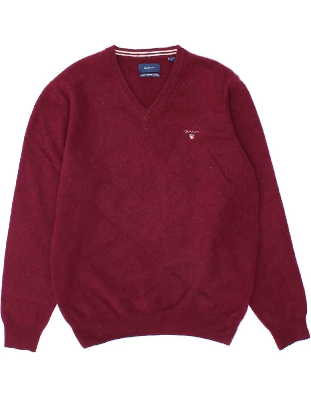 GANT Womens V-Neck Jumper Sweater UK 16 Large Maroon Lambswool Jersey Fabric Tulle Fabric Batik Fabric GANT Womens V-Neck Jumper Sweater UK 16 Large Maroon Lambswool Jersey Fabric Tulle Fabric Batik Fabric