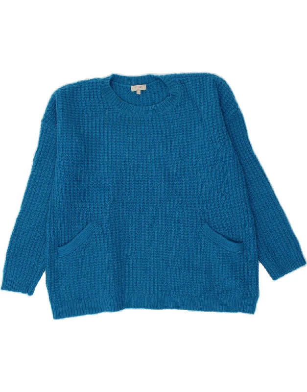 HOBBS Womens Crew Neck Jumper Sweater UK 12 Medium Blue Wool High Neck Crew Neck V-Neck HOBBS Womens Crew Neck Jumper Sweater UK 12 Medium Blue Wool High Neck Crew Neck V-Neck