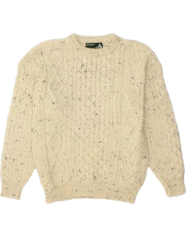 INISFREE Womens Crew Neck Jumper Sweater UK 10 Small Beige Flecked Wool Ribbed Striped Patterned INISFREE Womens Crew Neck Jumper Sweater UK 10 Small Beige Flecked Wool Ribbed Striped Patterned