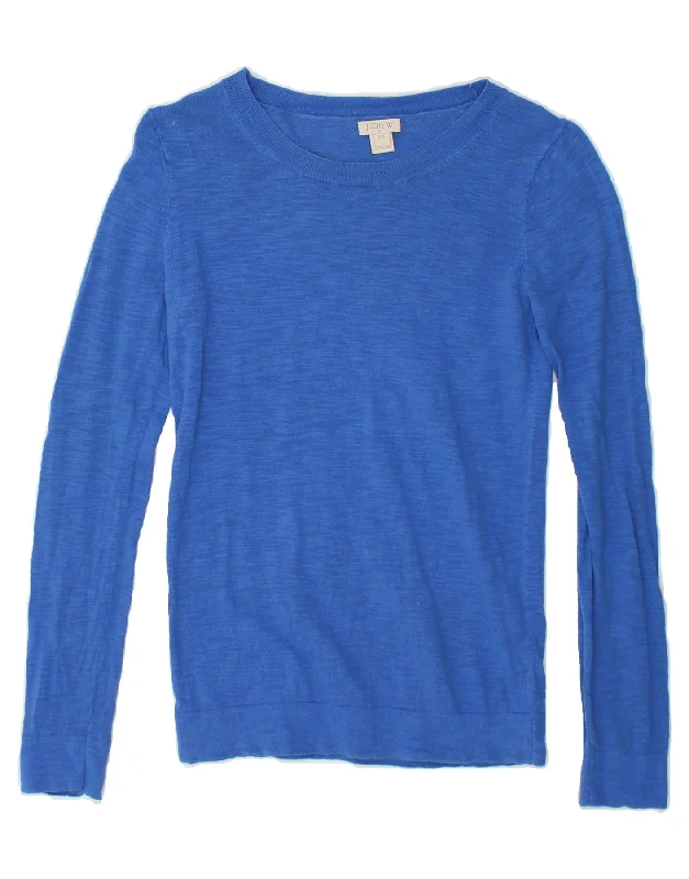 J. CREW Womens Boat Neck Jumper Sweater UK 2 2XS Blue Toggled Drawstring Belted