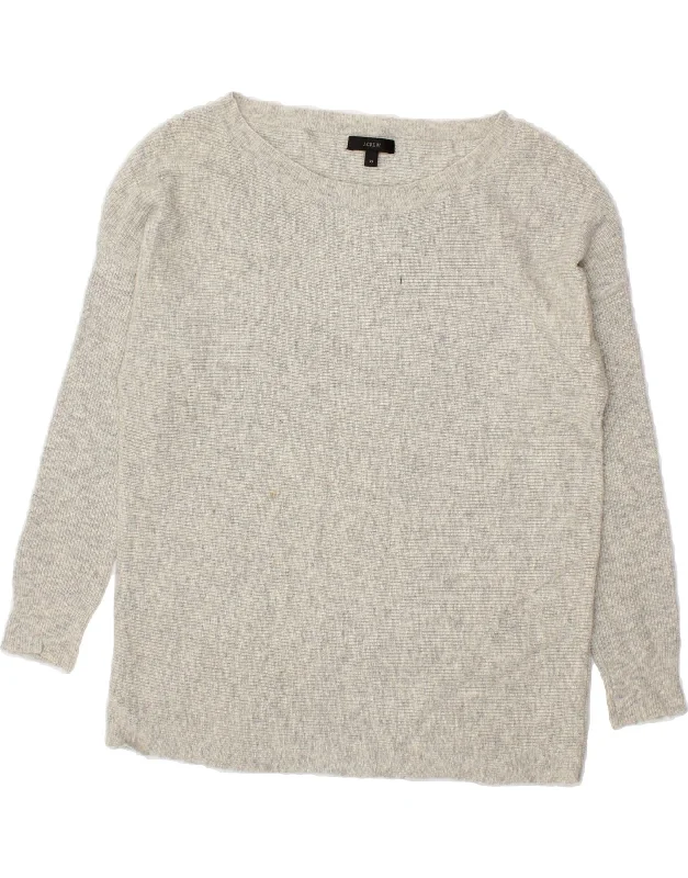 J. CREW Womens Oversized Boat Neck Jumper Sweater UK 6 XS Grey Flecked Knit Fabric Woven Fabric Fleece Fabric J. CREW Womens Oversized Boat Neck Jumper Sweater UK 6 XS Grey Flecked Knit Fabric Woven Fabric Fleece Fabric