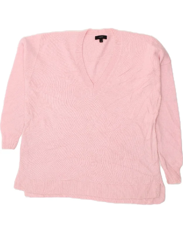 J. CREW Womens Oversized V-Neck Jumper Sweater UK 6 XS Pink Wool Denim Fabric Leather Fabric Suede Fabric J. CREW Womens Oversized V-Neck Jumper Sweater UK 6 XS Pink Wool Denim Fabric Leather Fabric Suede Fabric