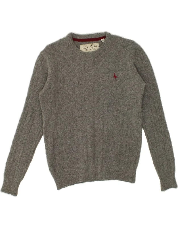 JACK WILLS Womens Boat Neck Jumper Sweater UK 10 Small Grey Wool Mesh Sweater Canvas Denim JACK WILLS Womens Boat Neck Jumper Sweater UK 10 Small Grey Wool Mesh Sweater Canvas Denim