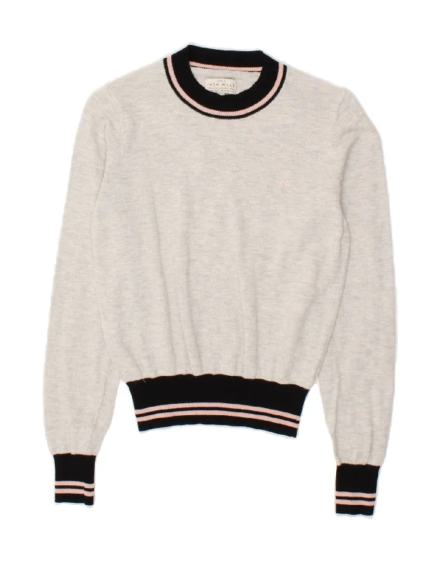 JACK WILLS Womens Crop Crew Neck Jumper Sweater UK 8 Small Grey Mesh Sweater Canvas Denim JACK WILLS Womens Crop Crew Neck Jumper Sweater UK 8 Small Grey Mesh Sweater Canvas Denim