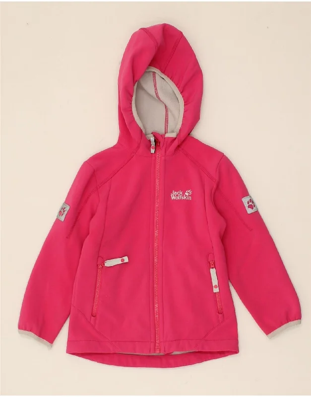 JACK WOLFSKIN Girls Zip Hoodie Sweater 3-4 Years Pink Polyester Front Pockets Side Pockets Patch Pockets JACK WOLFSKIN Girls Zip Hoodie Sweater 3-4 Years Pink Polyester Front Pockets Side Pockets Patch Pockets