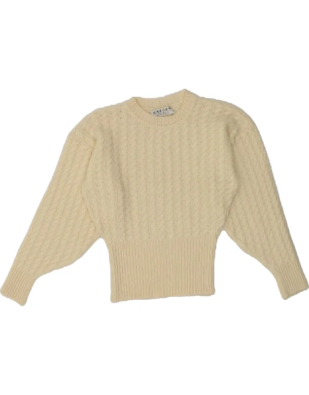 JAEGER Womens Crew Neck Jumper Sweater IT 36 XS Off White Wool Spandex Blend Rayon Blend Denim Blend JAEGER Womens Crew Neck Jumper Sweater IT 36 XS Off White Wool Spandex Blend Rayon Blend Denim Blend
