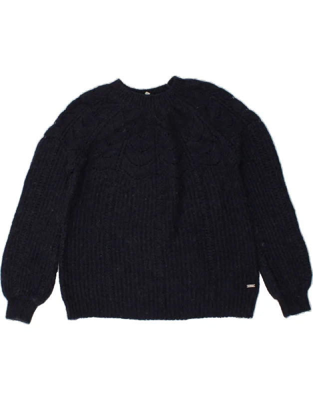 JOULES Womens Crew Neck Jumper Sweater UK 12 Medium Navy Blue Acrylic Striped Floral Plaid JOULES Womens Crew Neck Jumper Sweater UK 12 Medium Navy Blue Acrylic Striped Floral Plaid
