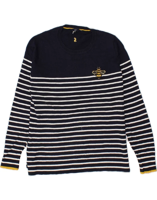 JOULES Womens Crew Neck Jumper Sweater UK 14 Large Navy Blue Striped Ribbed Striped Patterned JOULES Womens Crew Neck Jumper Sweater UK 14 Large Navy Blue Striped Ribbed Striped Patterned