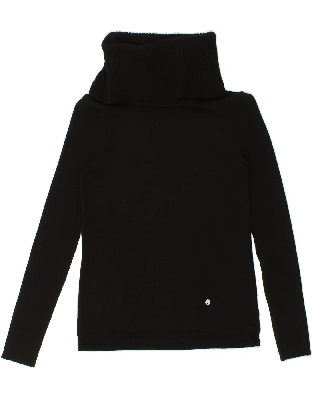 KAREN MILLEN Womens Roll Neck Jumper Sweater UK 10 Small Black Wool Neon Metallic Matte KAREN MILLEN Womens Roll Neck Jumper Sweater UK 10 Small Black Wool Neon Metallic Matte