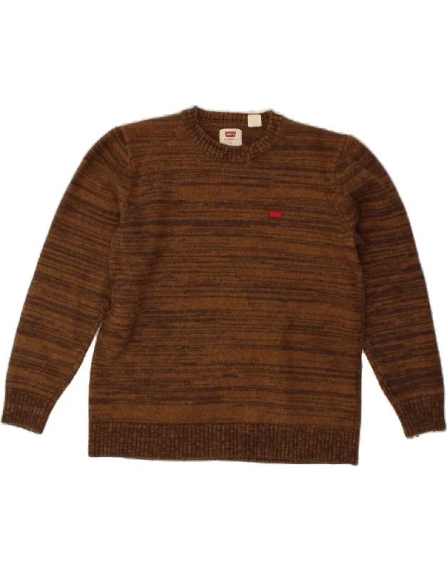 LEVI'S Womens Standard Crew Neck Jumper Sweater UK 18 XL Brown Striped Slim Fit Regular Fit Oversized LEVI'S Womens Standard Crew Neck Jumper Sweater UK 18 XL Brown Striped Slim Fit Regular Fit Oversized
