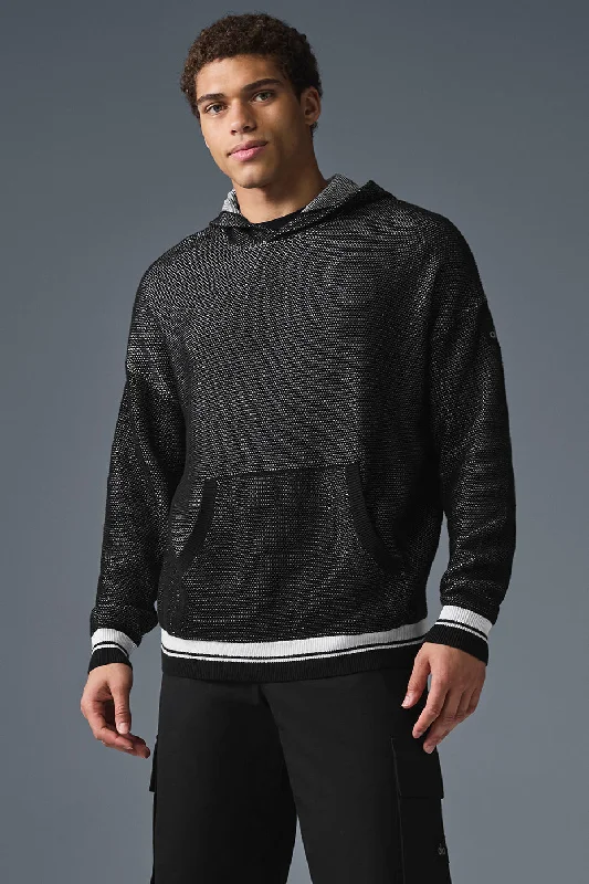 Sports Club Sweater Knit Hoodie - Black Casual Formal Business