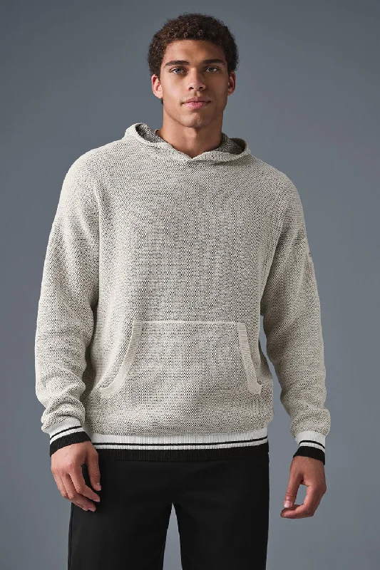 Sports Club Sweater Knit Hoodie - Bone Modern Contemporary Chic