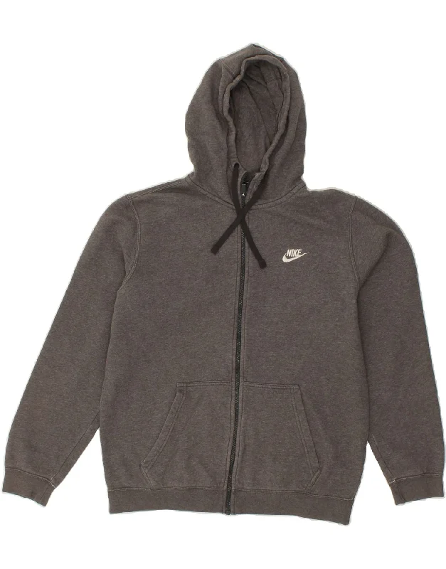 NIKE Mens Zip Hoodie Sweater Medium Grey Cotton Graphic Sweater Embroidered Appliqued NIKE Mens Zip Hoodie Sweater Medium Grey Cotton Graphic Sweater Embroidered Appliqued