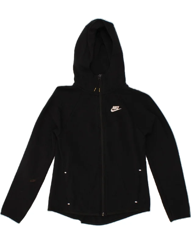NIKE Mens Zip Hoodie Sweater Small Black Open Front Closed Front Wrap Front