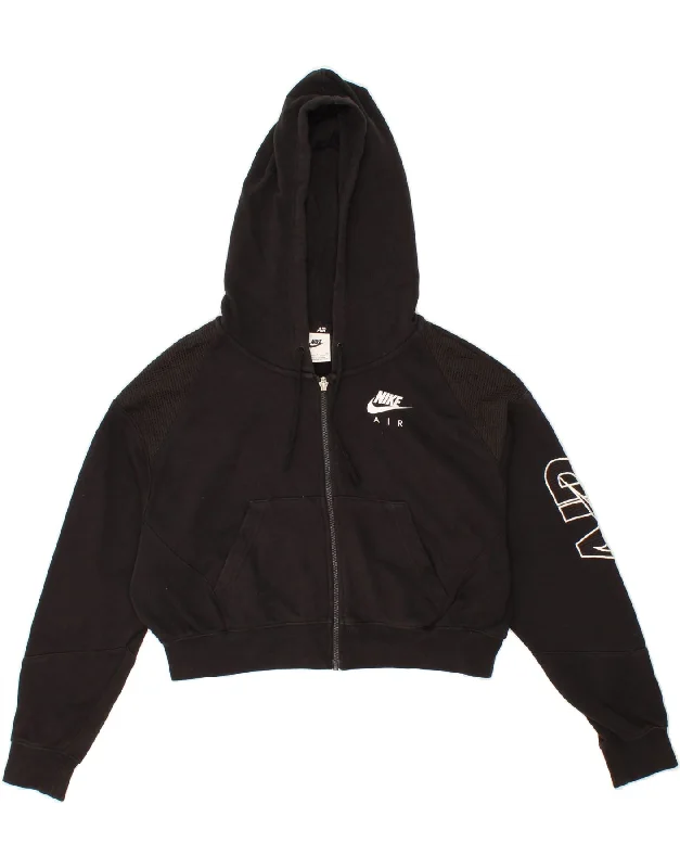 NIKE Womens Oversized Crop Graphic Zip Hoodie Sweater UK 10 Small Black Velvet Chenille Corduroy NIKE Womens Oversized Crop Graphic Zip Hoodie Sweater UK 10 Small Black Velvet Chenille Corduroy