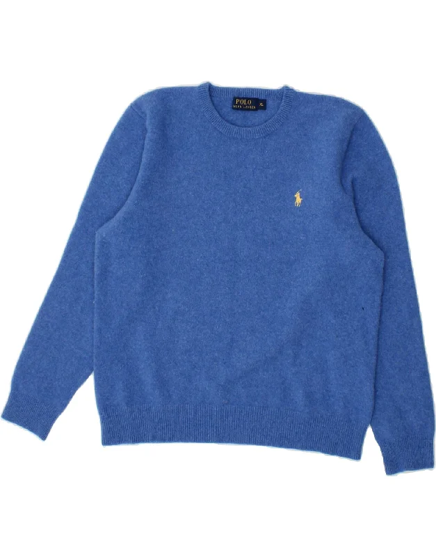 POLO RALPH LAUREN Womens Crew Neck Jumper Sweater UK 18 XL Blue Lambswool Bright Pastel Dark POLO RALPH LAUREN Womens Crew Neck Jumper Sweater UK 18 XL Blue Lambswool Bright Pastel Dark