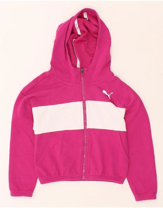 PUMA Girls Crop Graphic Zip Hoodie Sweater 9-10 Years Pink Colourblock Herringbone Houndstooth Plaid PUMA Girls Crop Graphic Zip Hoodie Sweater 9-10 Years Pink Colourblock Herringbone Houndstooth Plaid