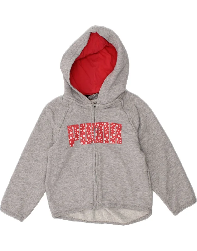 PUMA Girls Graphic Zip Hoodie Sweater 2-3 Years Grey Cotton Tailored Straight A-Line PUMA Girls Graphic Zip Hoodie Sweater 2-3 Years Grey Cotton Tailored Straight A-Line