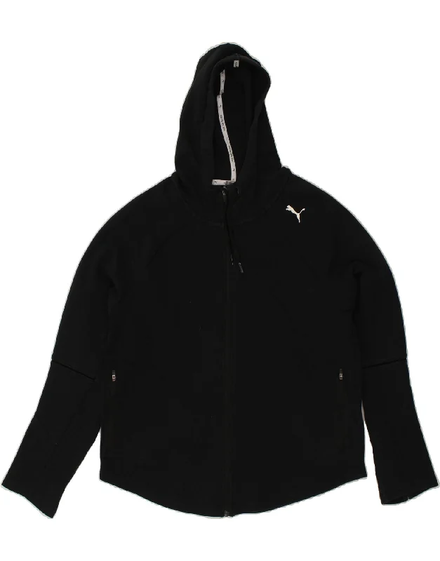 PUMA Womens Zip Hoodie Sweater UK 16 Large Black Cotton Fleece Sweater Nylon Polyester PUMA Womens Zip Hoodie Sweater UK 16 Large Black Cotton Fleece Sweater Nylon Polyester