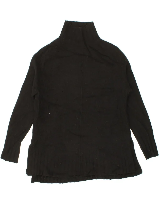 REISS Womens Roll Neck Jumper Sweater UK 14 Medium Black Wool Mesh Blend Leather Blend Suede Blend REISS Womens Roll Neck Jumper Sweater UK 14 Medium Black Wool Mesh Blend Leather Blend Suede Blend