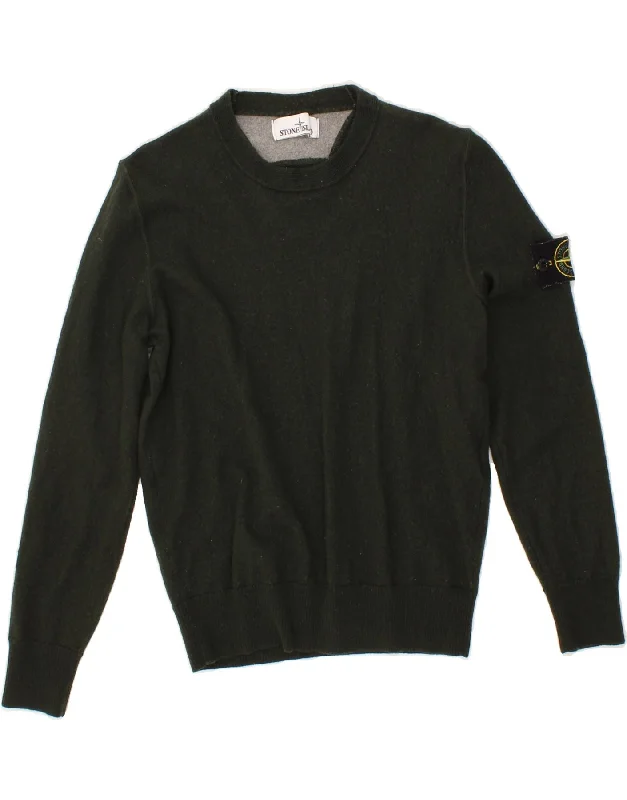 STONE ISLAND Womens Crew Neck Jumper Sweater UK 14 Large Green Wool Soft Cozy Warm