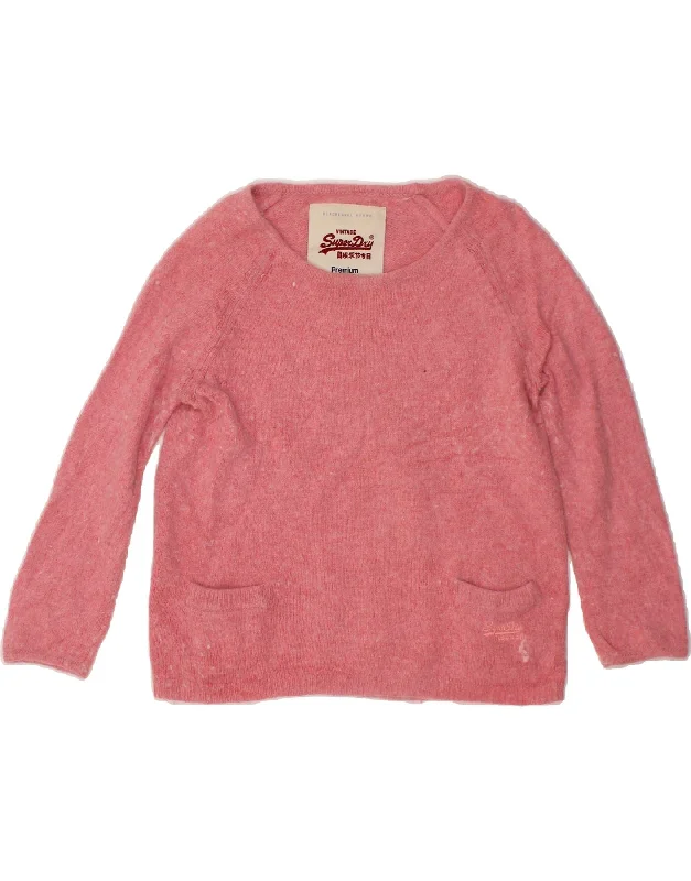 SUPERDRY Womens 3/4 Sleeve Boat Neck Jumper Sweater UK 12 Medium Pink Long Sweater Short Sweater Cropped Sweater SUPERDRY Womens 3/4 Sleeve Boat Neck Jumper Sweater UK 12 Medium Pink Long Sweater Short Sweater Cropped Sweater