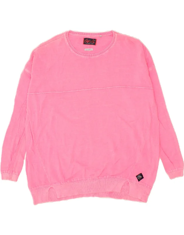 SUPERDRY Womens Boat Neck Jumper Sweater UK 10 Small Pink Cotton Casual Formal Business SUPERDRY Womens Boat Neck Jumper Sweater UK 10 Small Pink Cotton Casual Formal Business